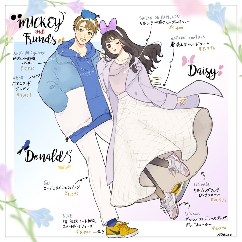 donald duck and daisy duck (mickey mouse & friends) drawn by meecosme