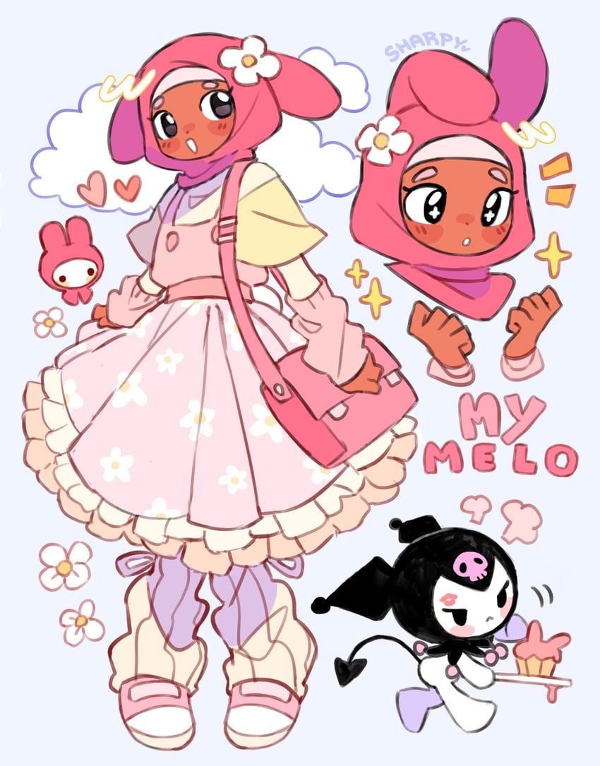 my melody and kuromi (sanrio and 1 more) drawn by sharpycharot