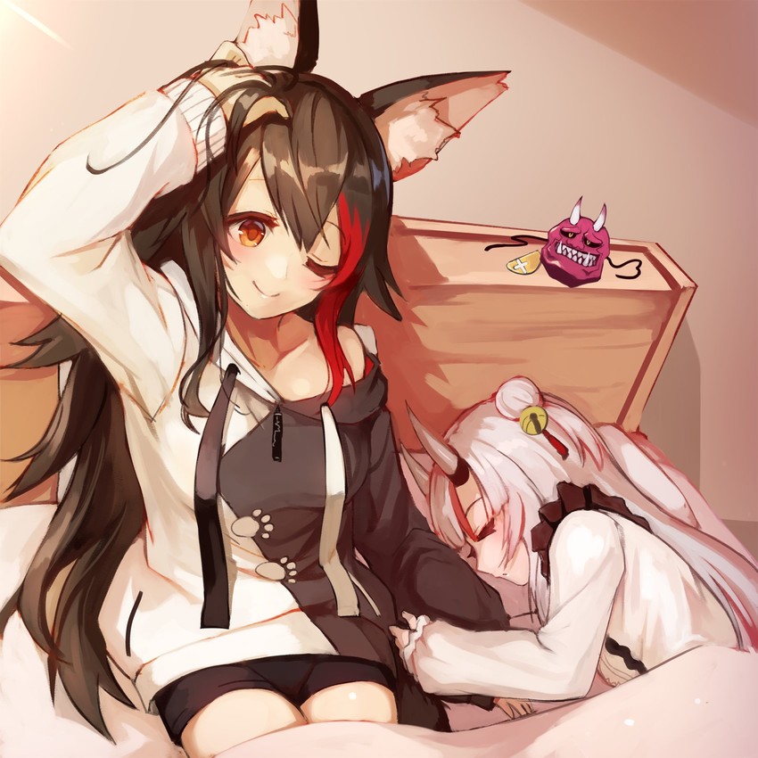 ookami mio and nakiri ayame (hololive) drawn by sue_(bg-bros)