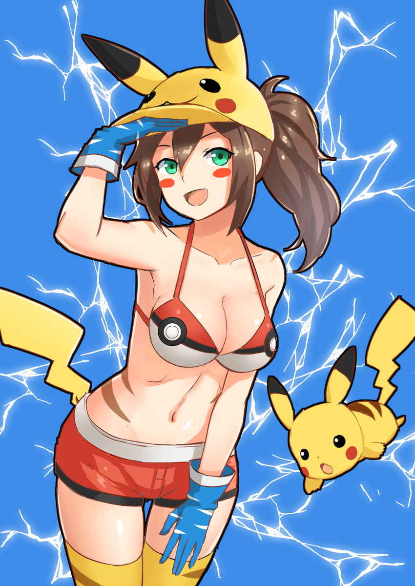 pikachu and female protagonist (pokemon and 1 more) drawn by yi_l_chen_5