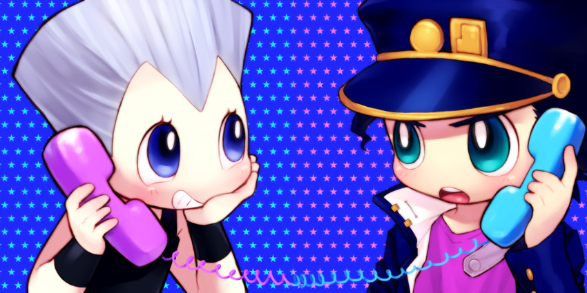 kujo jotaro and jean pierre polnareff (jojo no kimyou na bouken and 1 more) drawn by raji_(aranmax)