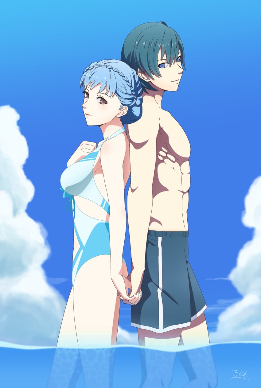 male byleth and marianne von edmund (fire emblem and 1 more) drawn by milk_(1667865540)