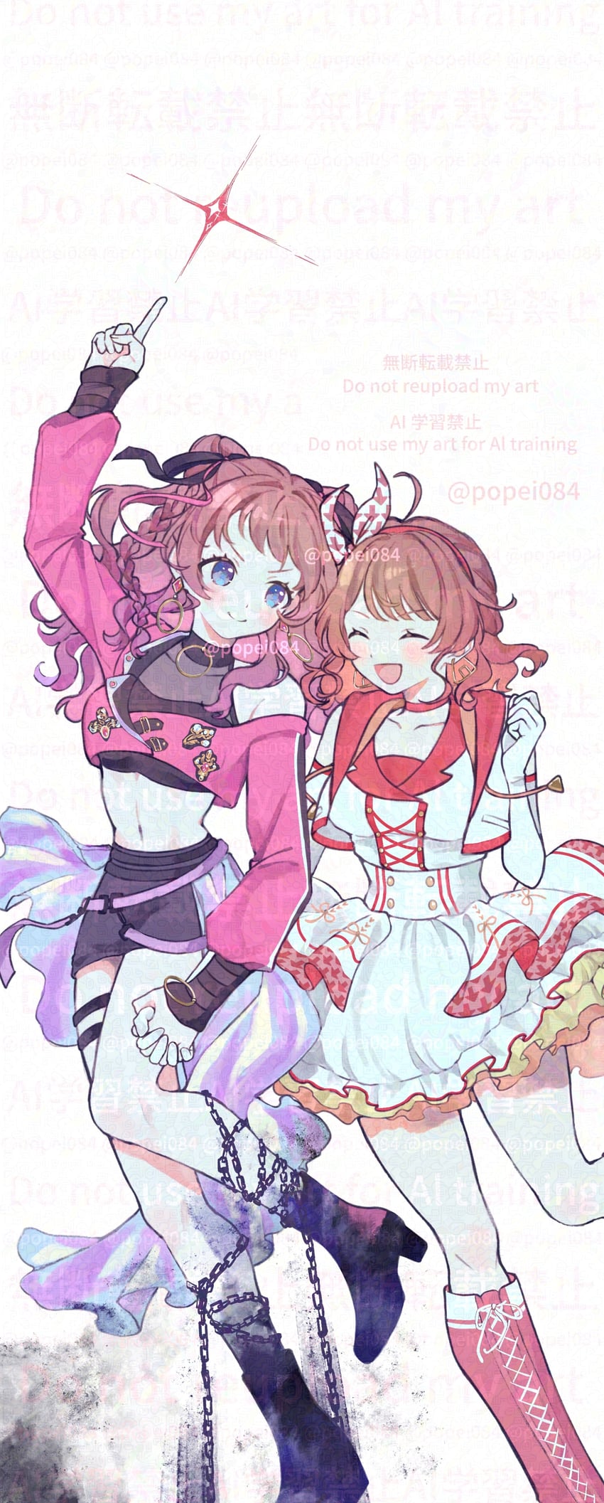 hanami ume and hanami saki (idolmaster and 1 more) drawn by popei