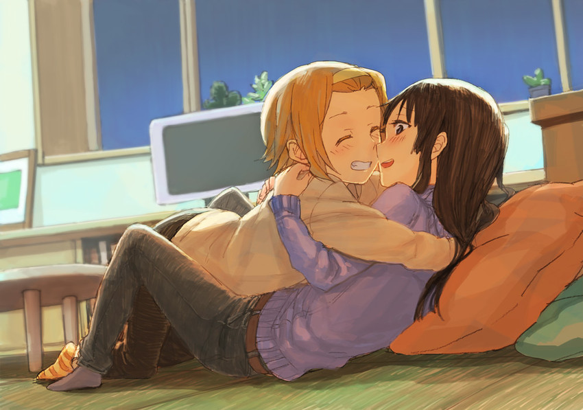 akiyama mio and tainaka ritsu (k-on!) drawn by fukutarou_(enji127)
