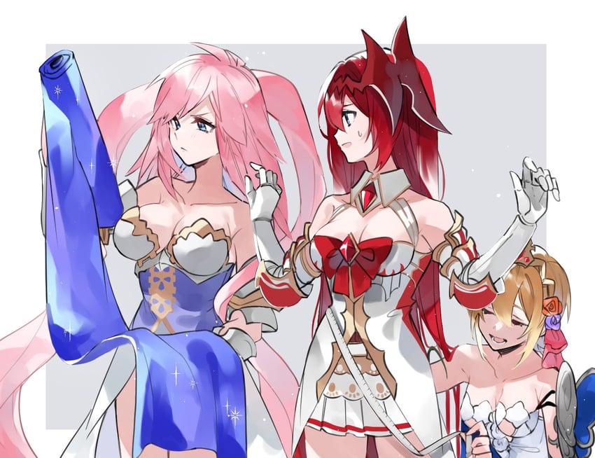europa, godsworn alexiel, and gabriel (granblue fantasy) drawn by yakota_(usuk-yako)