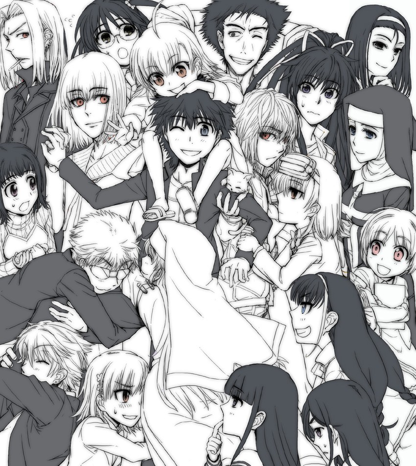 misaka mikoto, kamijou touma, accelerator, index, last order, and 16 more (toaru majutsu no index and 3 more) drawn by inagiri_yunou