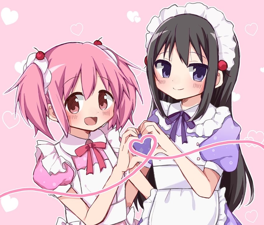 akemi homura and kaname madoka (mahou shoujo madoka magica) drawn by happy_candy_ooo