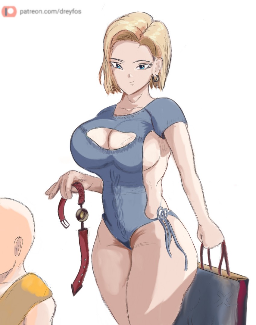android 18 and kuririn (dragon ball and 1 more) drawn by dreyfos