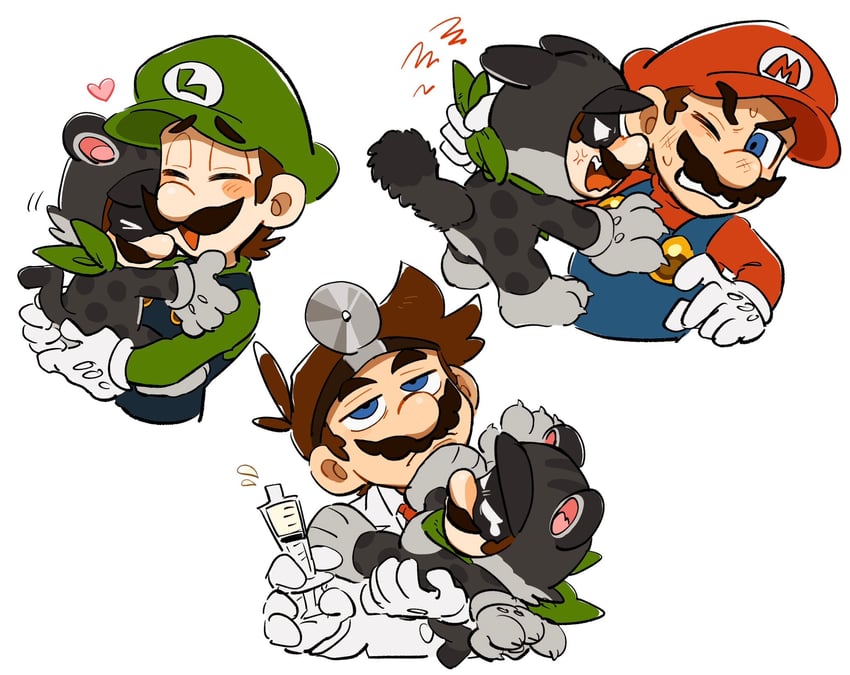 mario, luigi, dr. mario, mr. l, and cat luigi (mario and 4 more) drawn by mimimi_(mimimim9999)