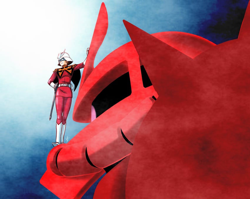char aznable and zaku ii s char custom (gundam and 1 more) drawn by aobito_sukoyaka_bystander