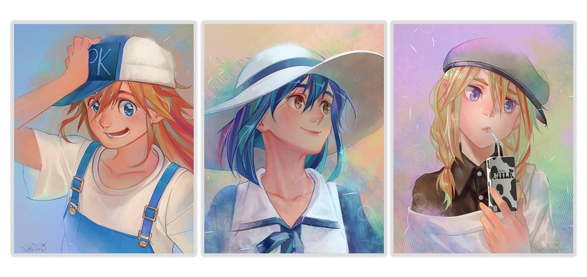 kokomine cocona, papika, and yayaka (flip flappers) drawn by tiii