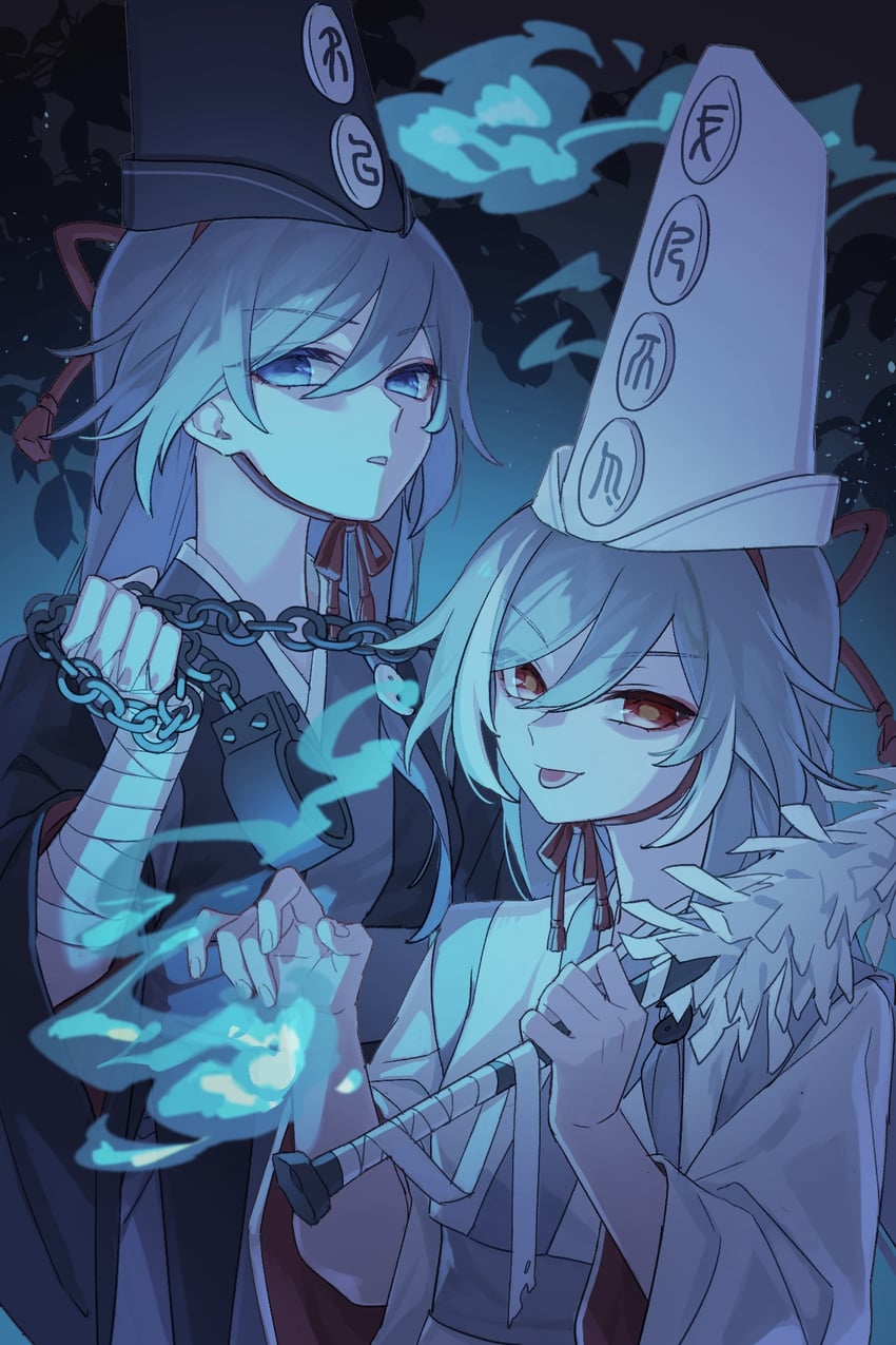 fu hua, herrscher of sentience, and hei bai wuchang (honkai and 1 more) drawn by zhaonansinger