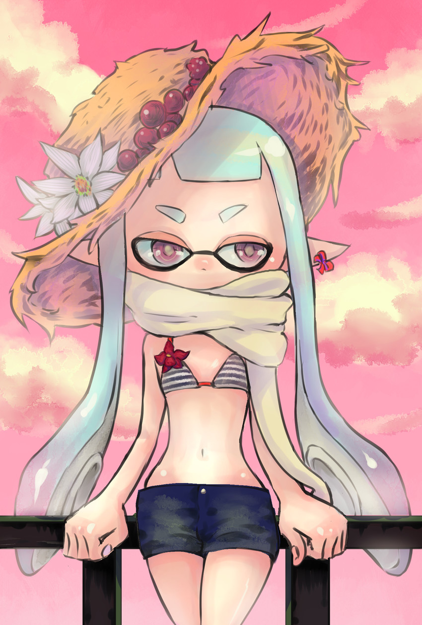 inkling player character and inkling girl (splatoon and 1 more) drawn by gurochii
