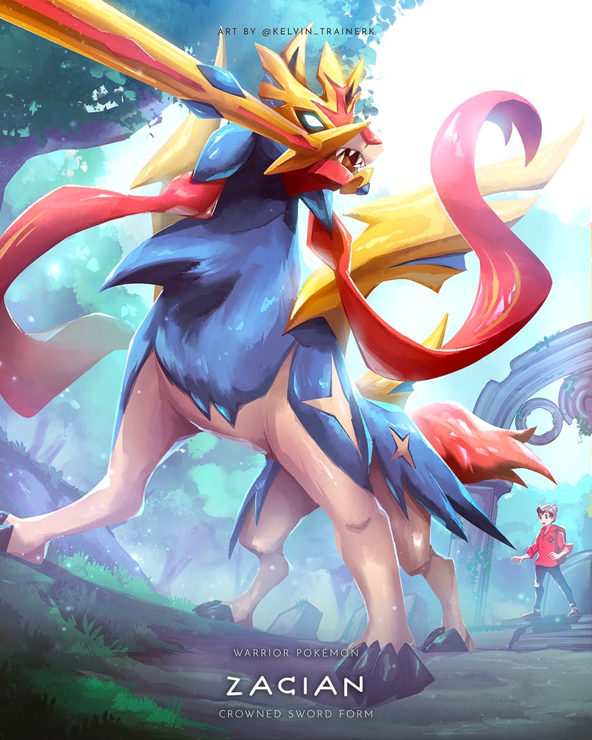 victor and zacian (pokemon and 1 more) drawn by kelvin-trainerk