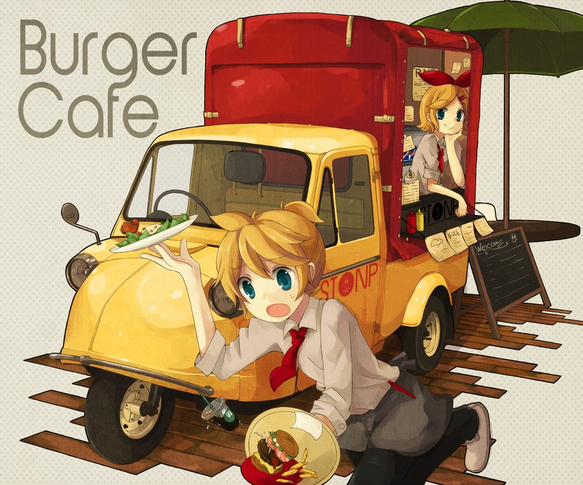 kagamine rin and kagamine len (vocaloid and 2 more) drawn by 456_(456log)