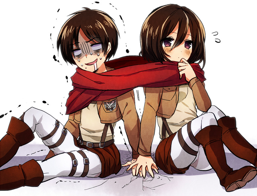 mikasa ackerman and eren yeager (shingeki no kyojin) drawn by tyeinn-suineryuu