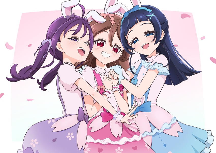 sakura uta, shigure kokoro, and aokaze nana (precure and 1 more) drawn by tiler_(tiler00)