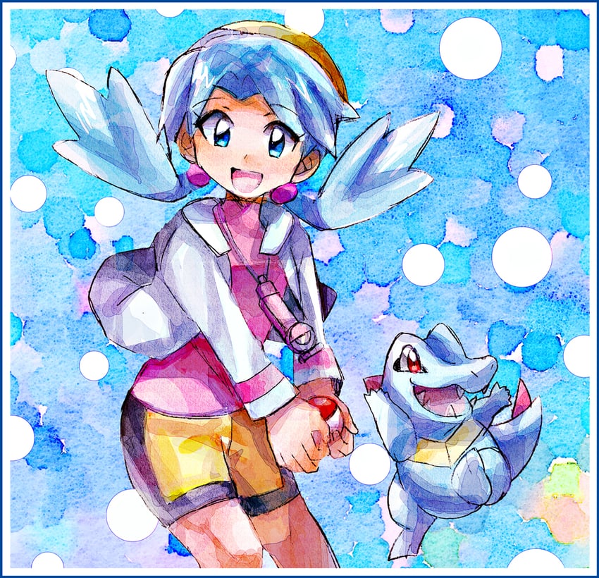 kris and totodile (pokemon and 1 more) drawn by anidler91