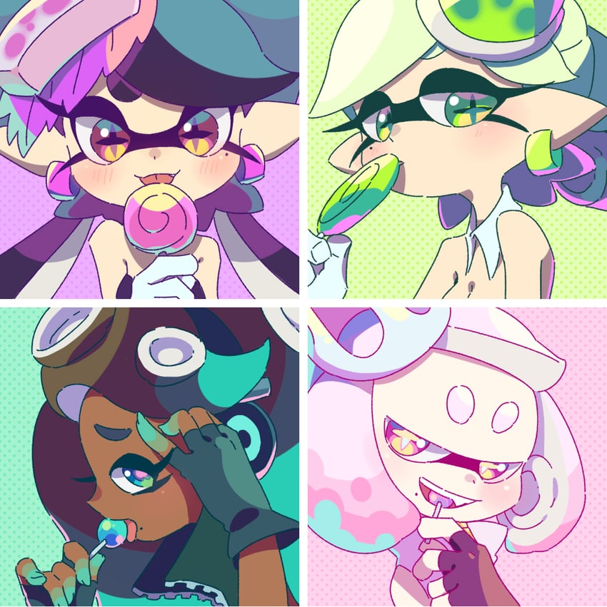 callie, marie, marina, and pearl (splatoon and 1 more) drawn by ukata