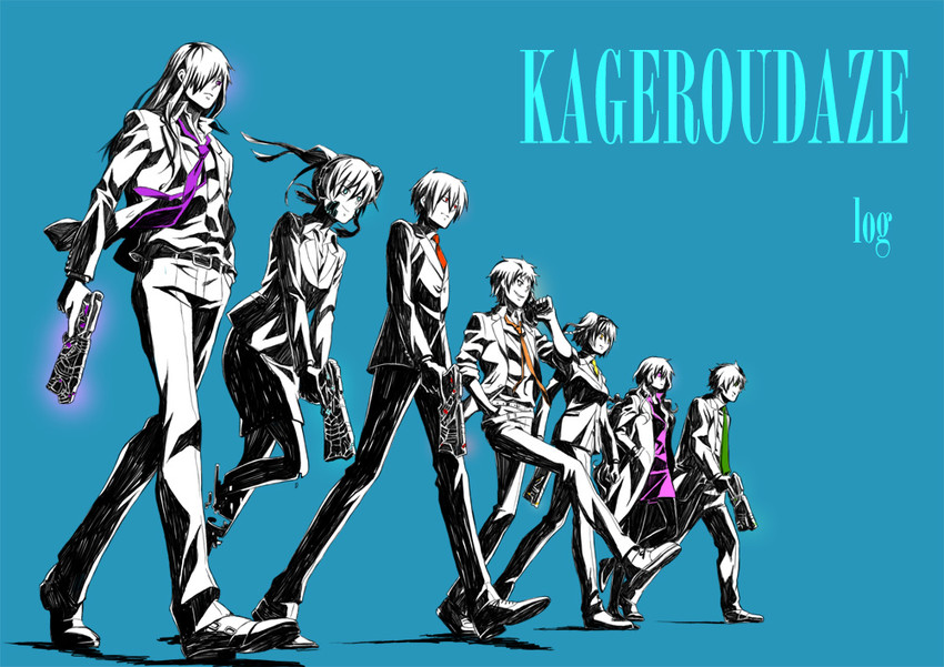 kozakura marry, kisaragi shintarou, kido tsubomi, ene, kano shuuya, and 2 more (kagerou project and 1 more) drawn by toumei-iro