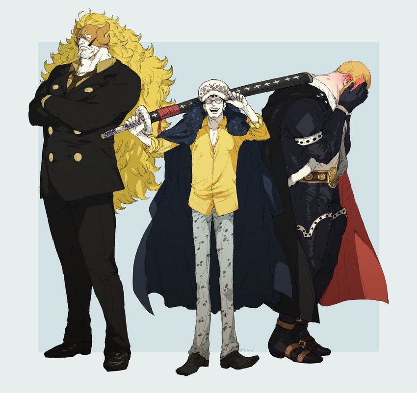 sanji, trafalgar law, x drake, vinsmoke judge, law's father, and 1 more (one piece) drawn by shiso_i4