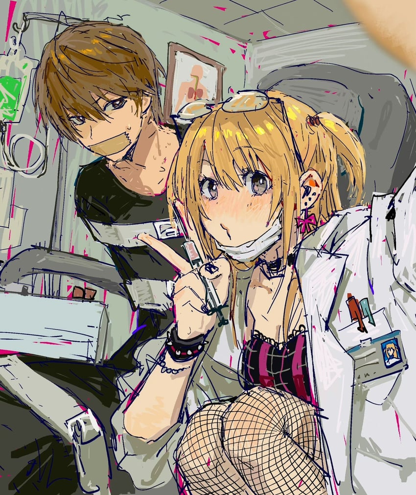 yagami light and amane misa (death note) drawn by ilostmyshadow