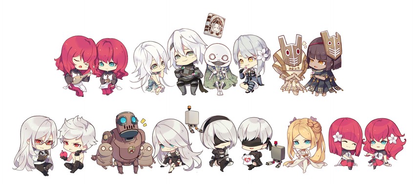 2b, 9s, pod, a2, kaine, and 13 more (nier:automata and 1 more) drawn by kllsiren