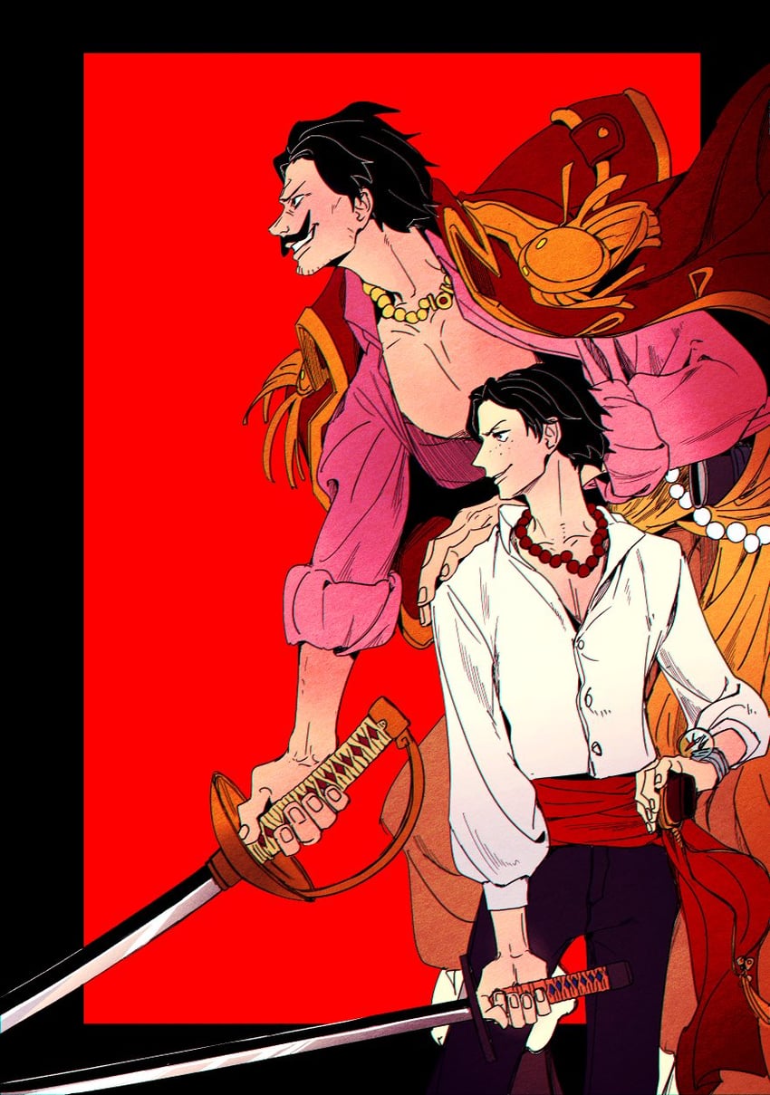 portgas d. ace and gol d. roger (one piece) drawn by bigadochia
