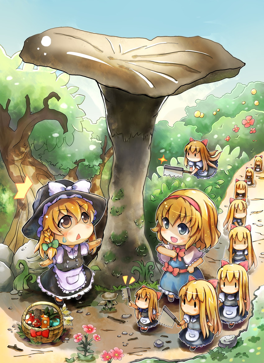 kirisame marisa, alice margatroid, and shanghai doll (touhou) drawn by tama_yu