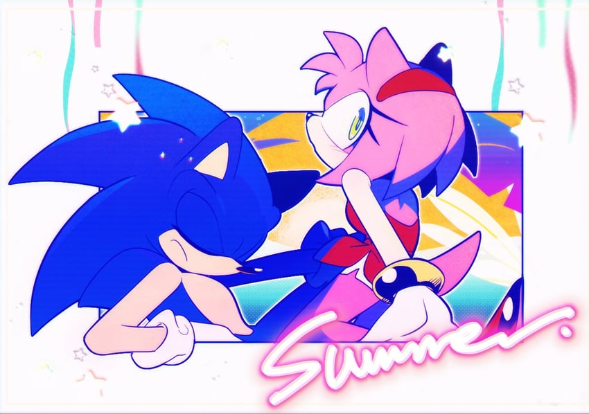 sonic the hedgehog and amy rose (sonic) drawn by weon1119