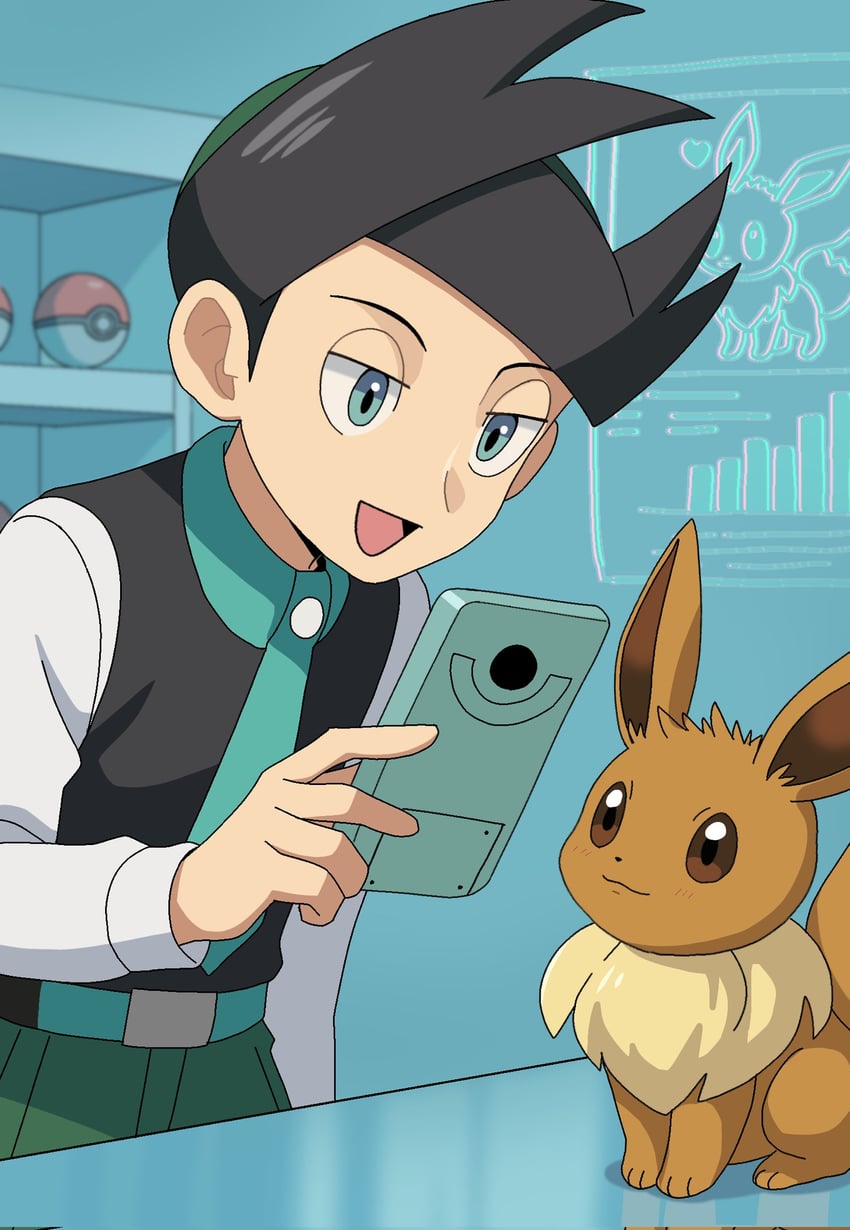 eevee and thorton (pokemon and 2 more) drawn by nakikot_t