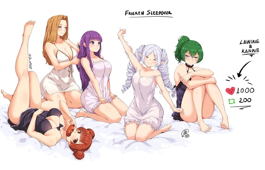 frieren, fern, ubel, laufen, and methode (sousou no frieren) drawn by jk_arts