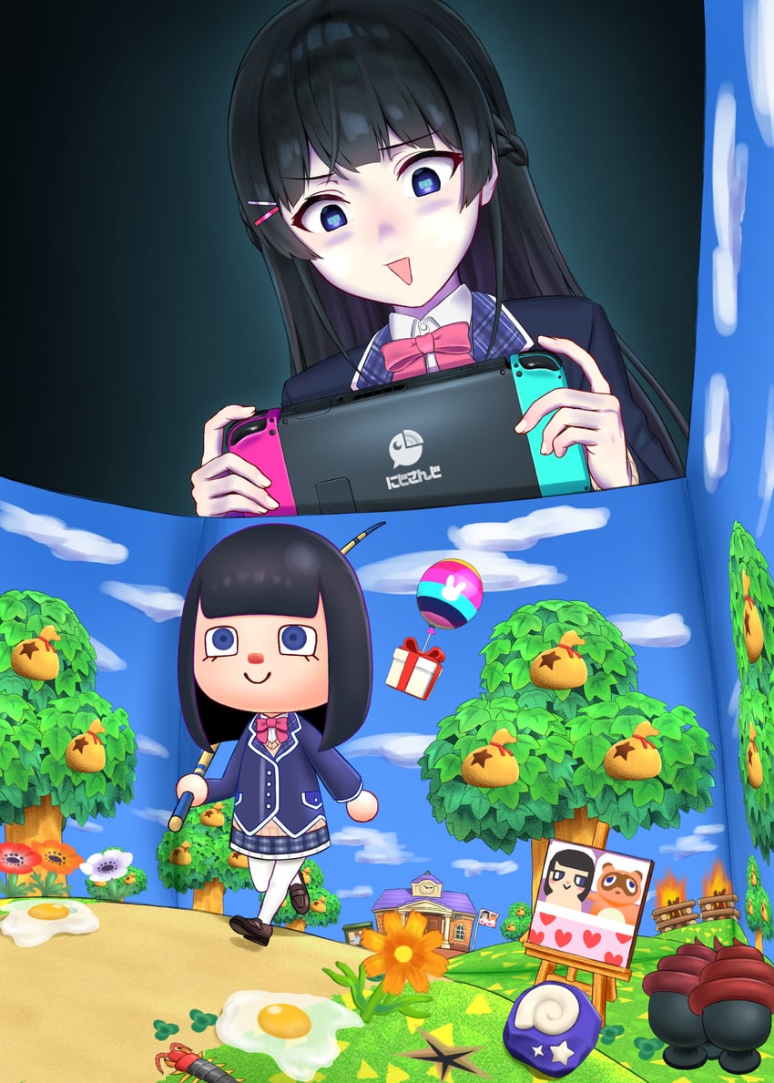 tsukino mito and tom nook (nijisanji and 1 more) drawn by riyokeyuzu