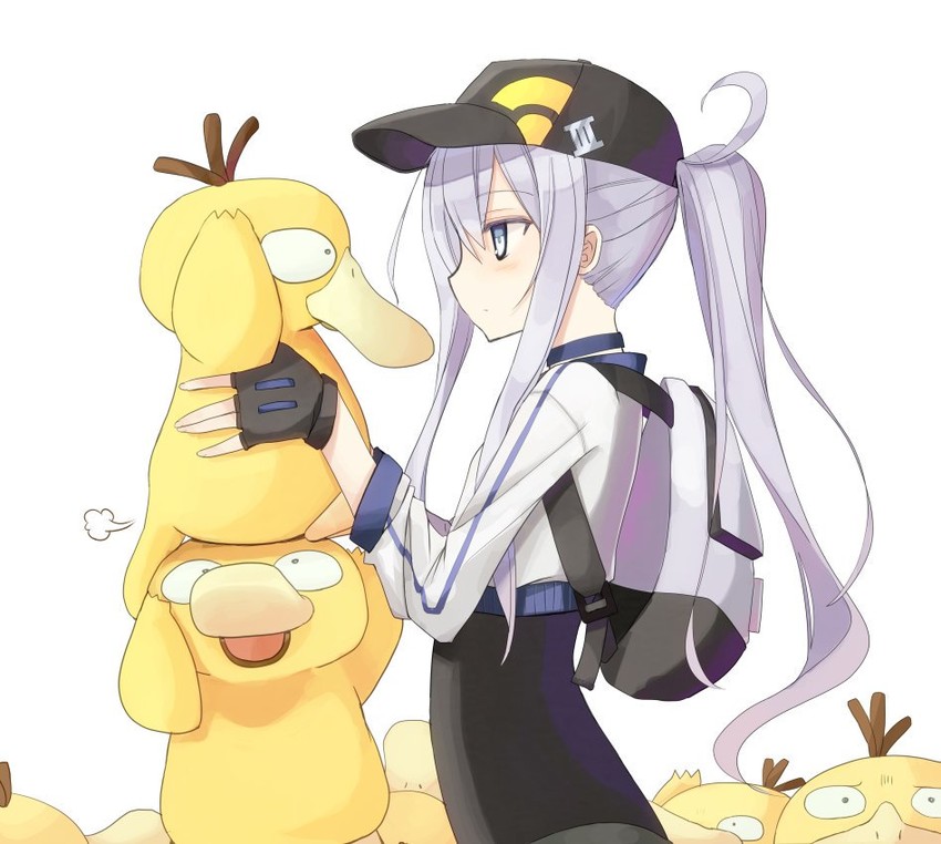 hibiki, psyduck, and female protagonist (kantai collection and 2 more) drawn by mochiki