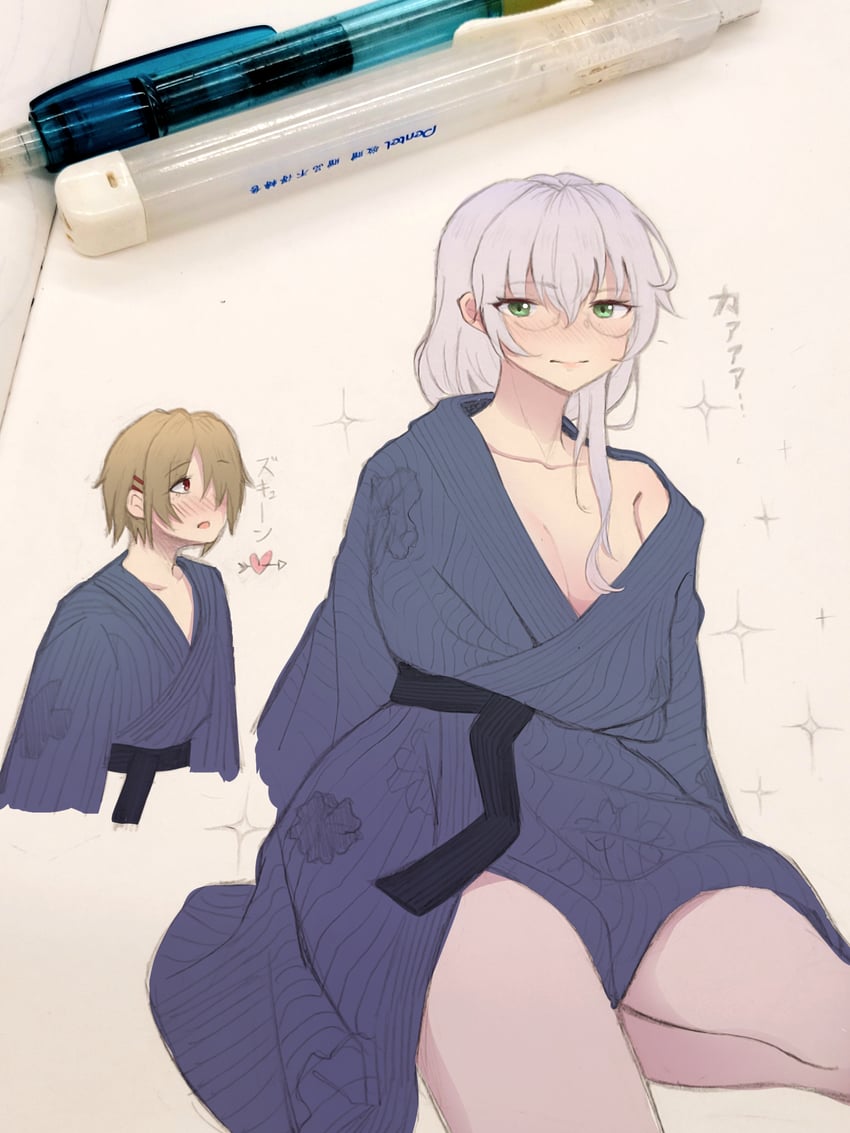 kayamori ruka and izumi yuki (heaven burns red) drawn by risai