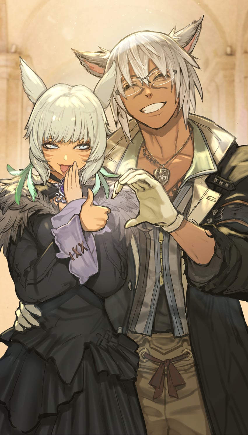 warrior of light and y'shtola rhul (final fantasy and 1 more) drawn by hide_(hideout)