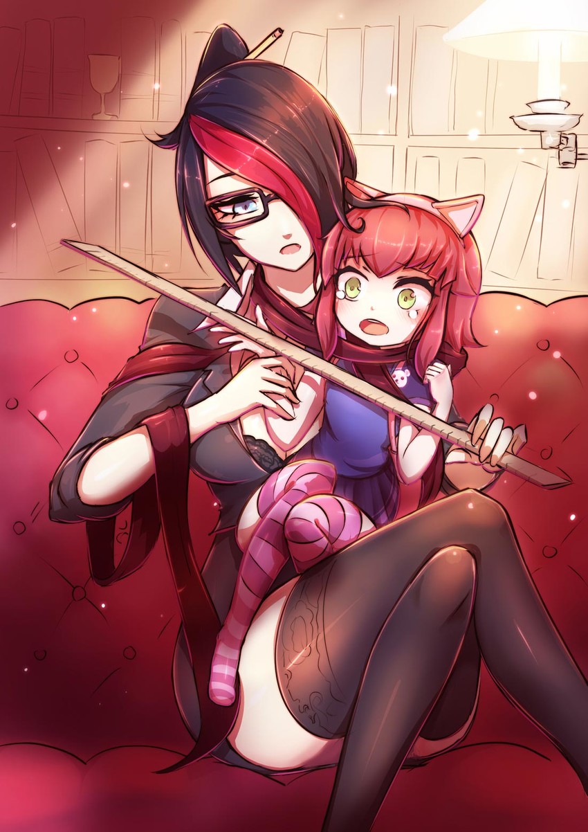 annie, fiora, and headmistress fiora (league of legends) drawn by beancurd