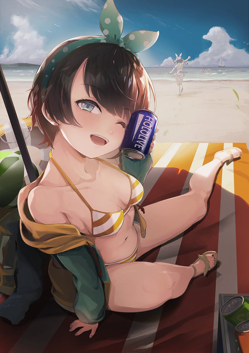 houshou marine, usada pekora, oozora subaru, and shiranui flare (hololive) drawn by nishizono_shin