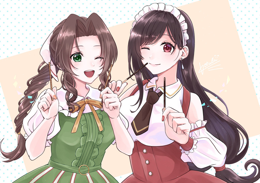 tifa lockhart and aerith gainsborough (final fantasy and 2 more) drawn by kt9_ct