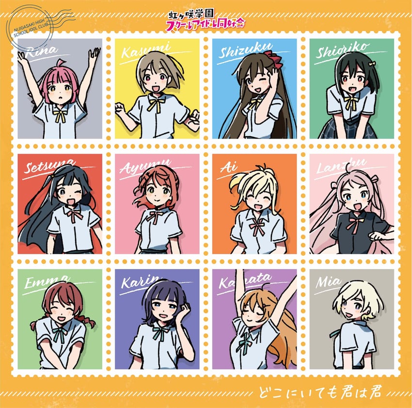 yuki setsuna, uehara ayumu, osaka shizuku, tennoji rina, nakasu kasumi, and 7 more (love live! and 2 more) drawn by mebachi