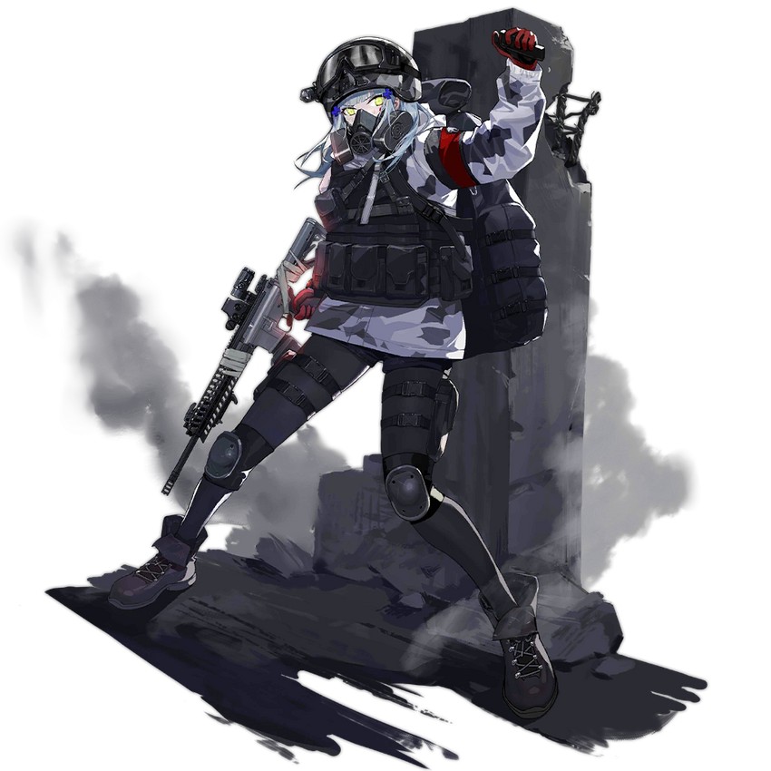 hk416 and last man battalion (girls' frontline and 1 more) drawn by gyaku_tsubasa