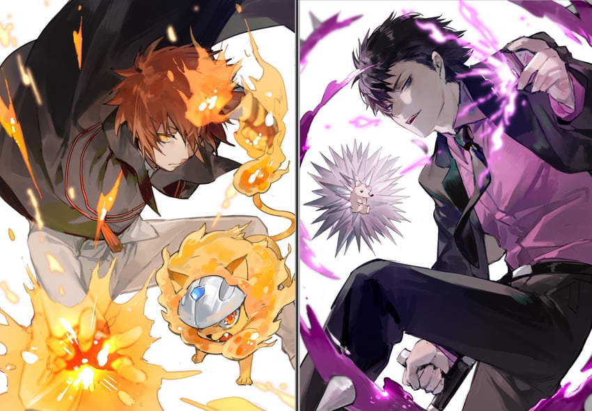 sawada tsunayoshi and hibari kyouya (katekyo hitman reborn!) drawn by bokyo
