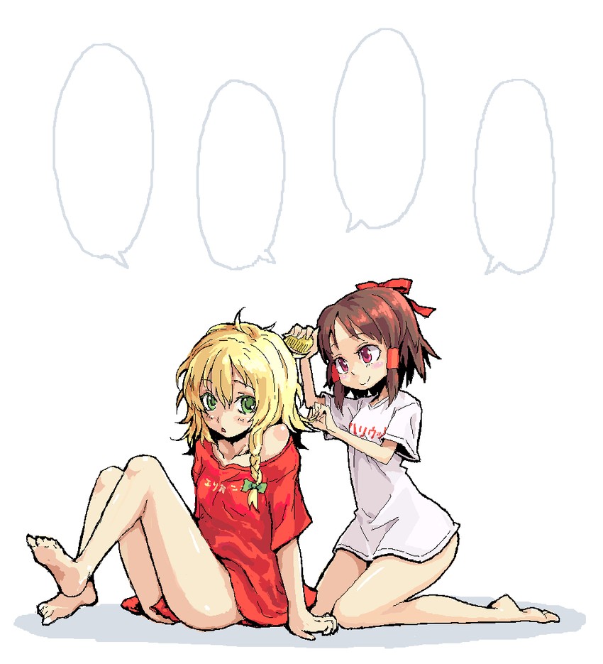 hakurei reimu and kirisame marisa (touhou) drawn by roku_(warrock)