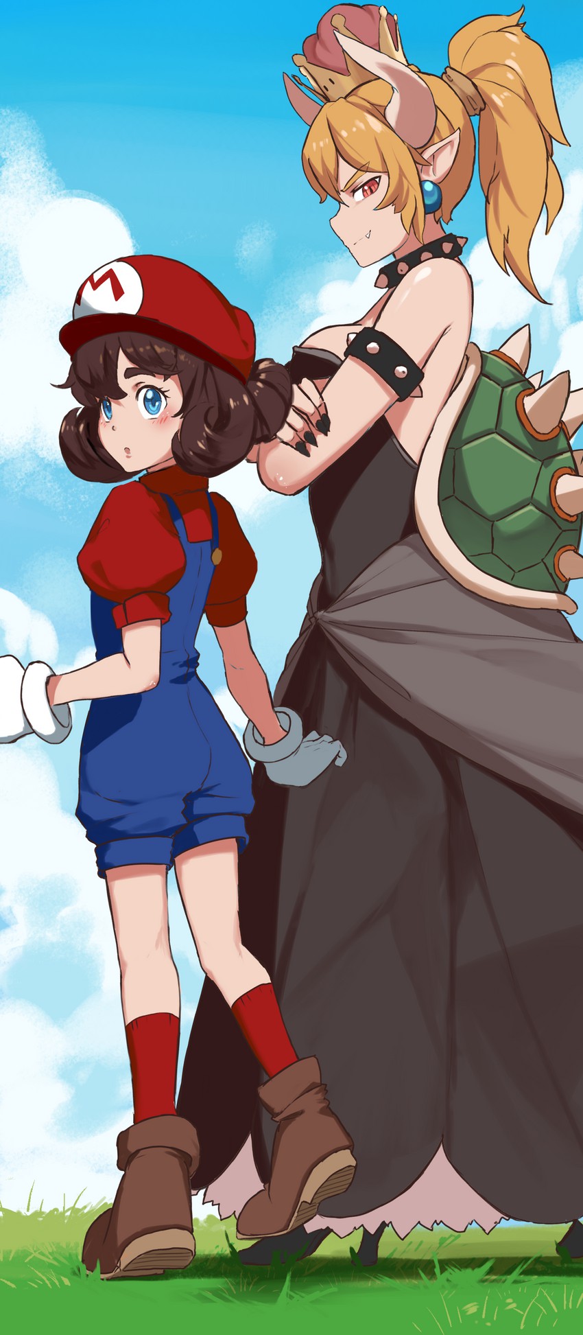 mario and bowsette (mario and 1 more) drawn by dishwasher1910