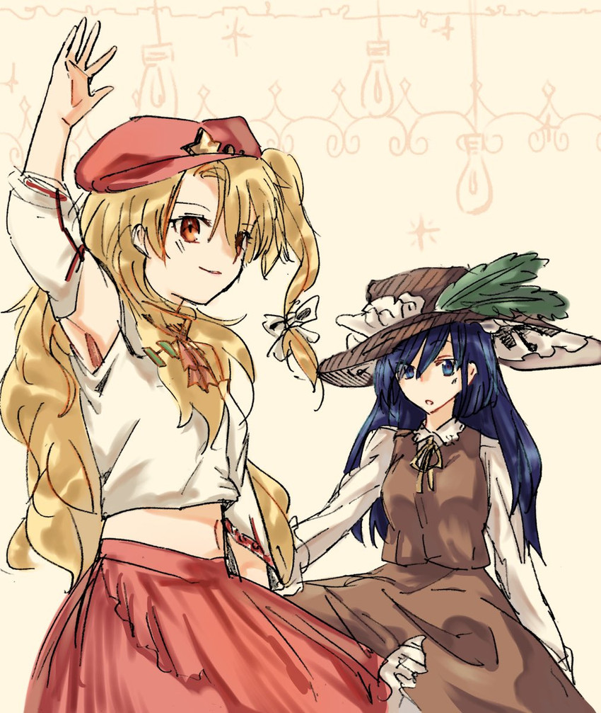 jacket girl and label girl (touhou) drawn by agjjukjm