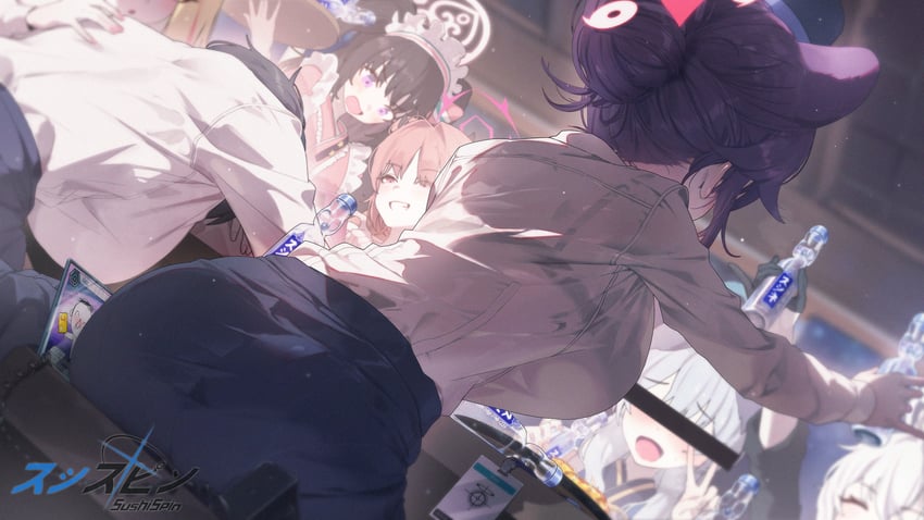sensei, doodle sensei, tsubaki, kirara, kaede, and 3 more (blue archive) drawn by sushispin