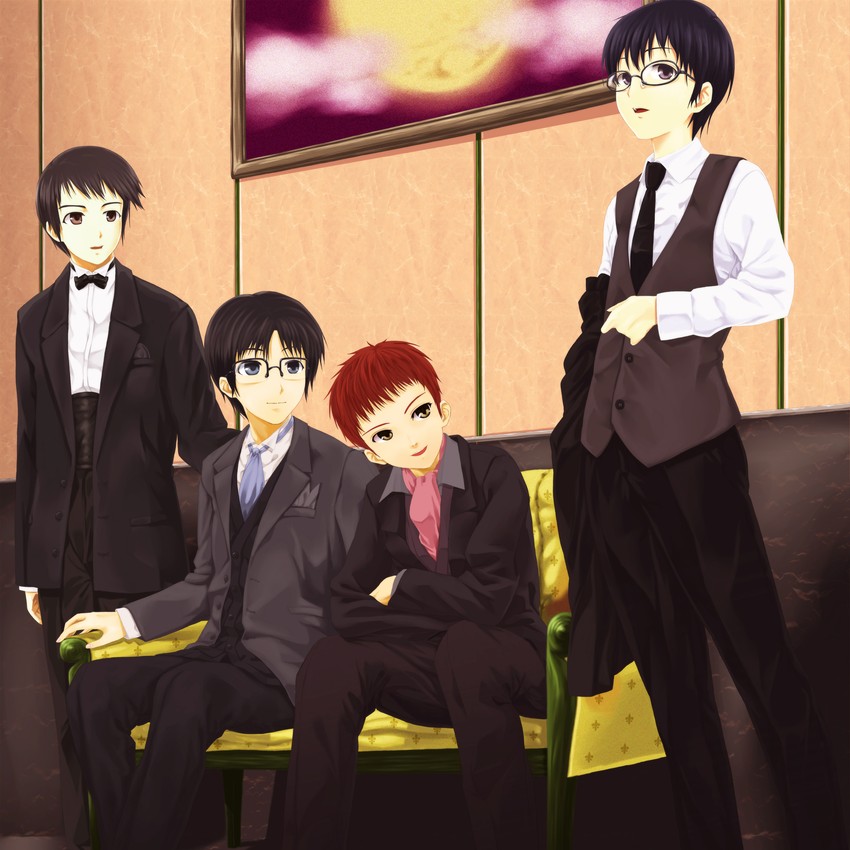 emiya shirou, tohno shiki, kokutou mikiya, and shizuki soujuurou (fate and 5 more) drawn by 1059