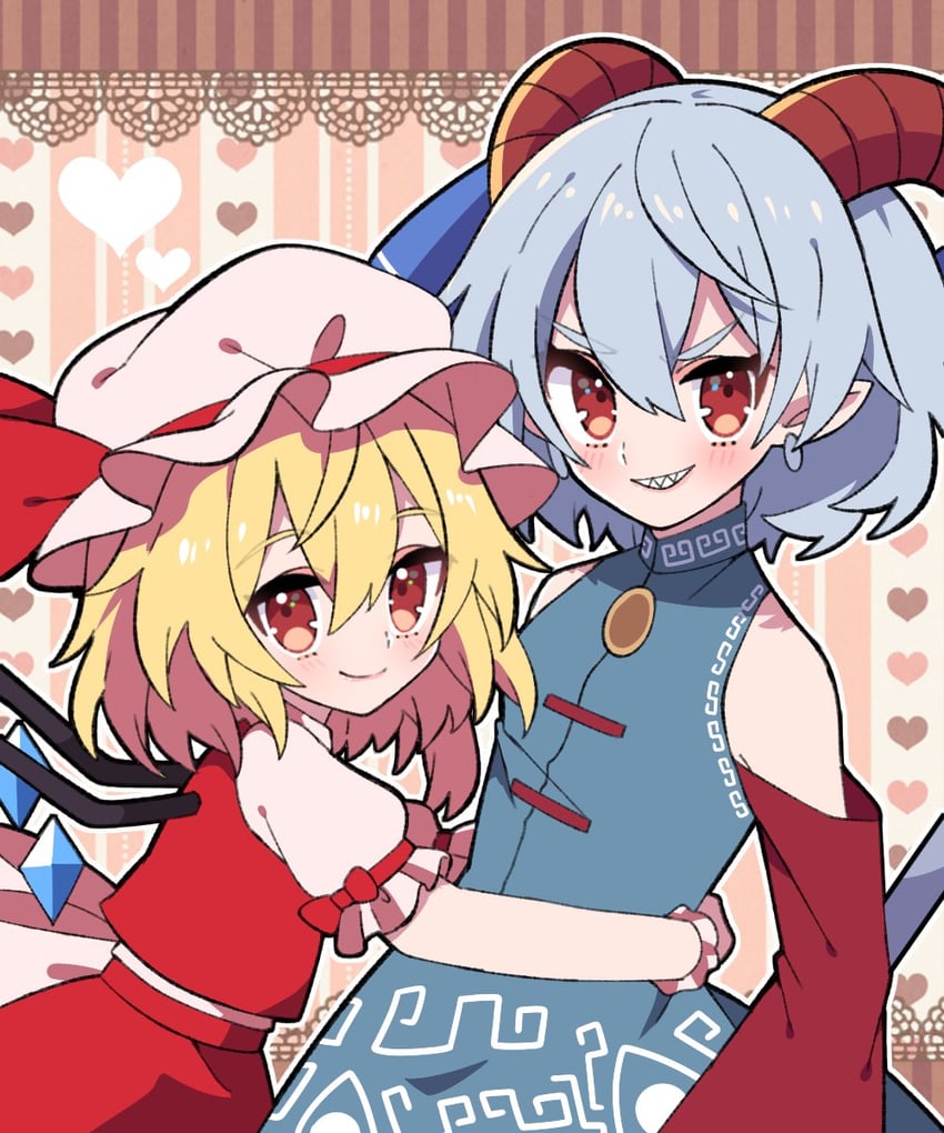 flandre scarlet and toutetsu yuuma (touhou) drawn by rain_leyley
