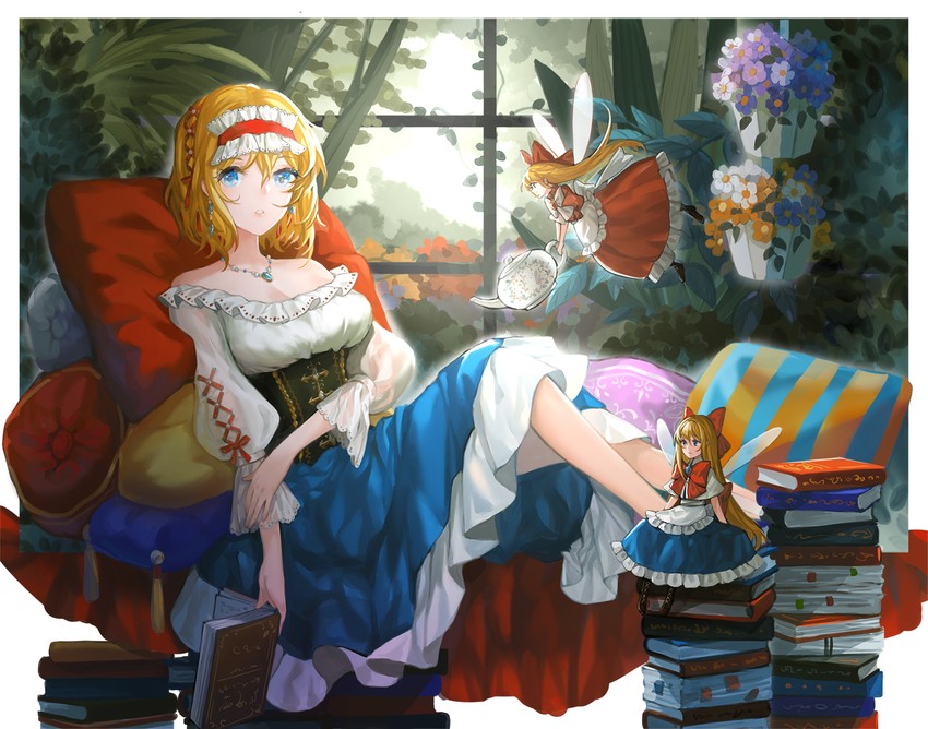 alice margatroid, shanghai doll, and hourai doll (touhou) drawn by vetina