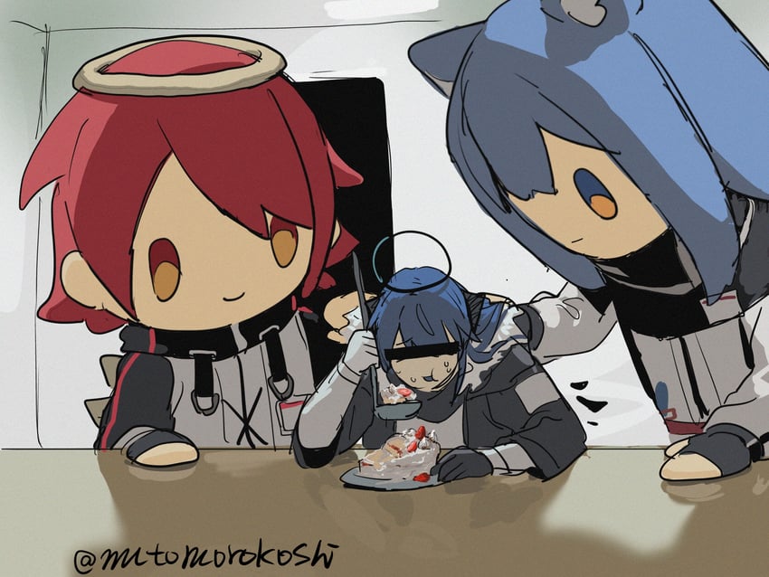 texas, exusiai, and mostima (arknights and 1 more) drawn by mutomorokoshi